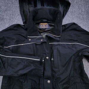 Woolrich Women's Medium Long Sleeve Nylon Shell Full Zip Hoodie Black Jacket